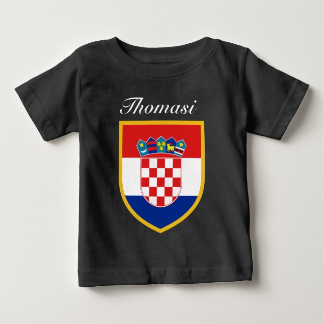 Croatia Flag Personalised Baby T-Shirt (Front)