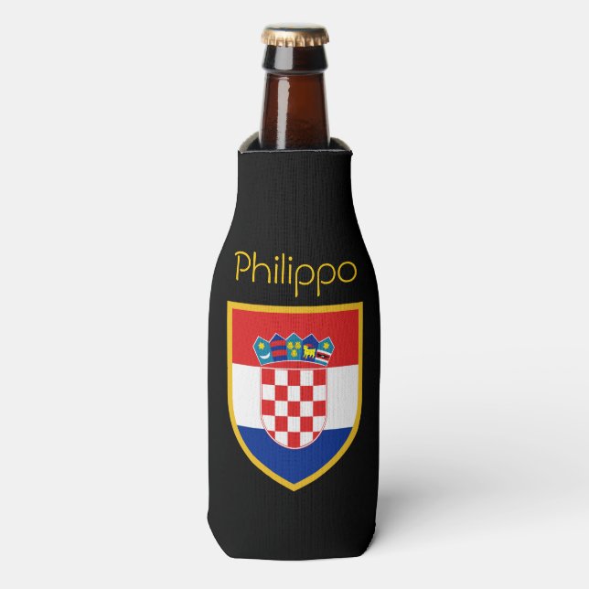 Croatia Flag Personalised Bottle Cooler (Bottle Front)