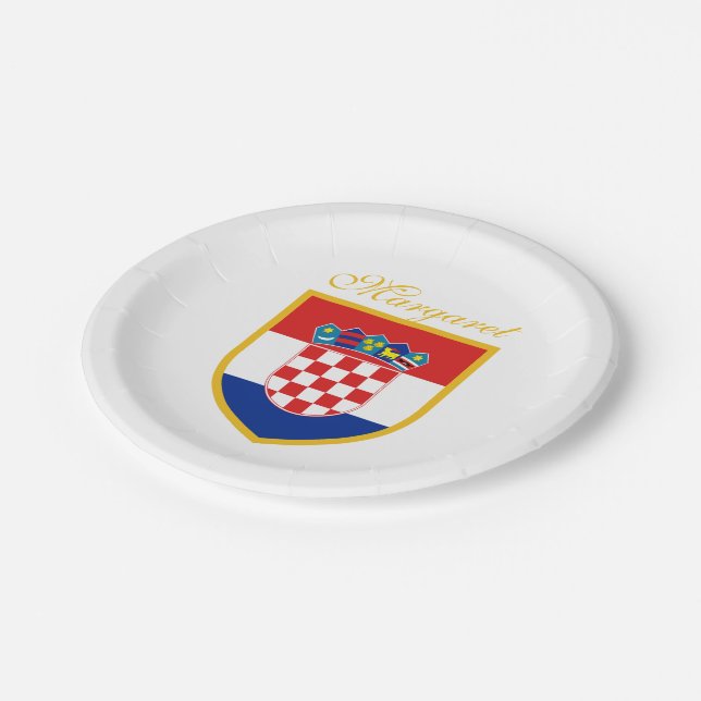 Croatia Flag Personalised Paper Plate (Angled)