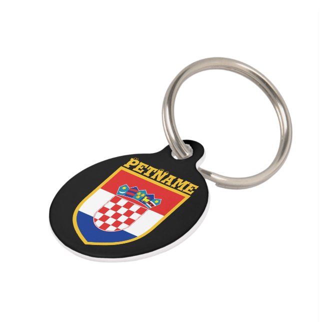 Croatia Flag Personalised Pet Tag (Side)