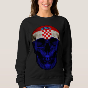 Croatia Flag Skull Croatian Roots Proud Patriotic Sweatshirt