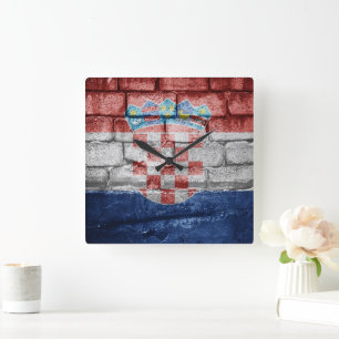 Croatia flag wall square wall clock