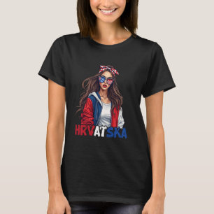 Croatia Flag Woman Sunglasses Girl Hrvatska T-Shirt