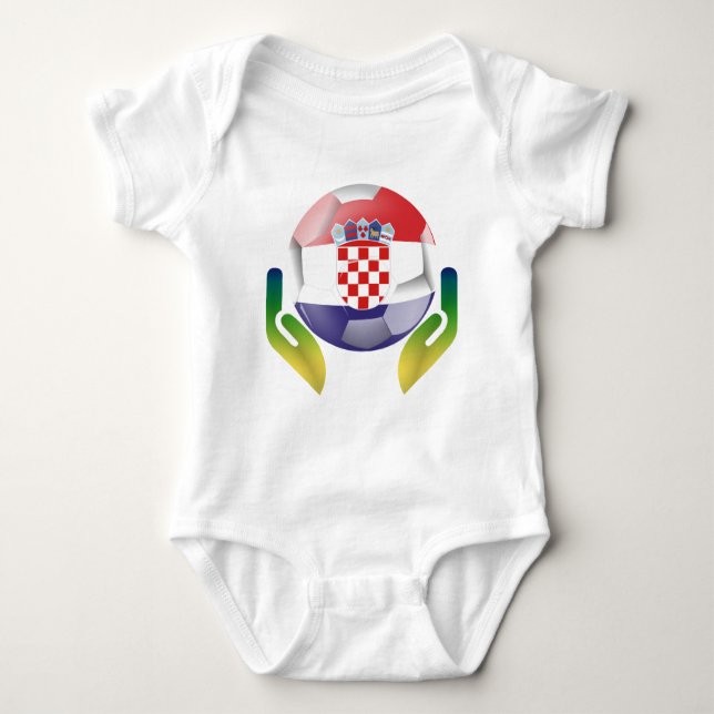 Croatia football in protected hands    baby bodysuit (Front)