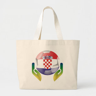 Croatia football in protected hands   large tote bag