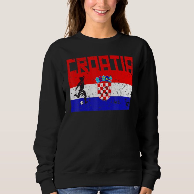 Croatia Football Soccer Fan Jersey Flag Zagreb Cro Sweatshirt (Front)