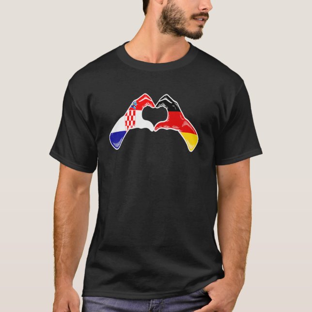 Croatia Germany Flag  Croatian German Heart T-Shirt (Front)