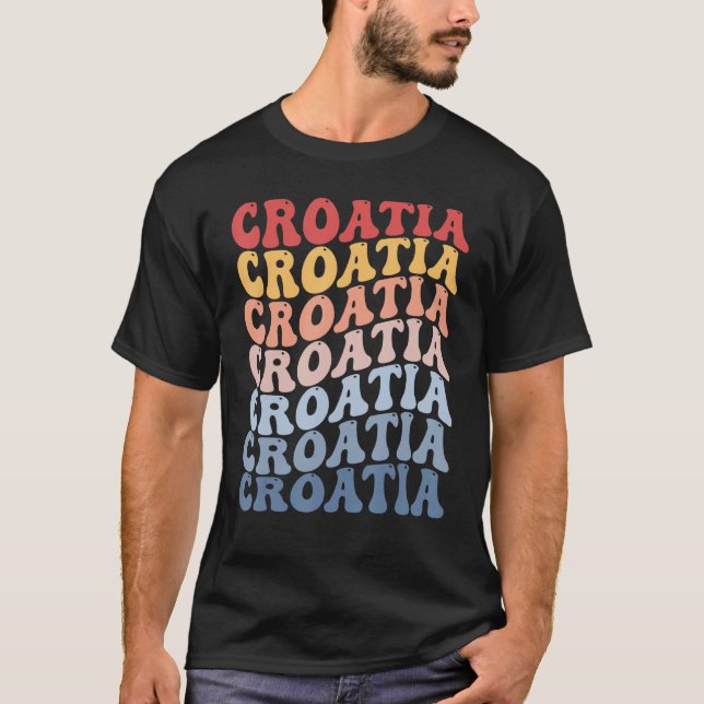 Croatia Groovy Retro Croat T-Shirt (Front)