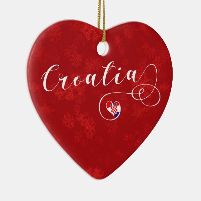 Croatia Heart, Christmas Tree Ornament, Croatian Ceramic Ornament (Right)