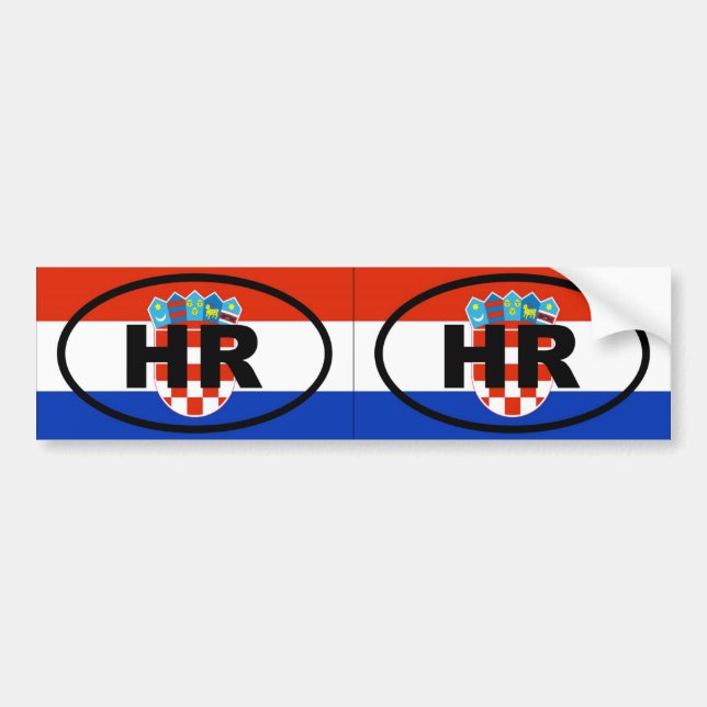 Croatia HR European oval Bumper Sticker (Front)