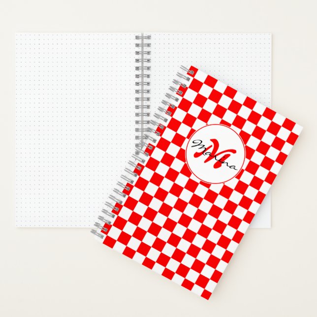 Croatia | Hrvatska | Chequered Name Monogram Notebook (Inside)