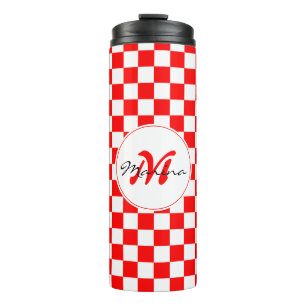 Croatia   Hrvatska   Chequered Name Monogram  Thermal Tumbler