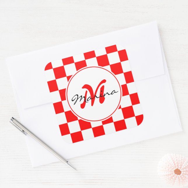 Croatia | Hrvatska | Name Monogram  Square Sticker (Envelope)