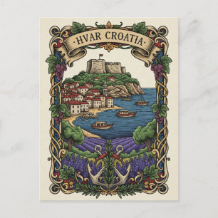 Croatia Hvar Lavendar Fields Postcard