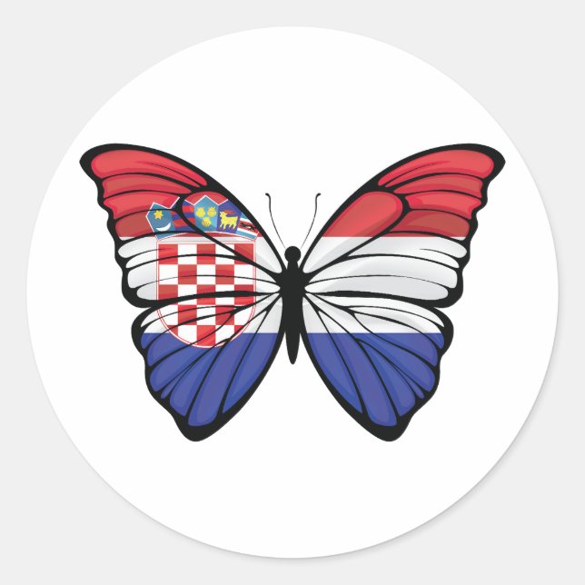Croatia Hypolimnas Butterfly Classic Round Sticker (Front)