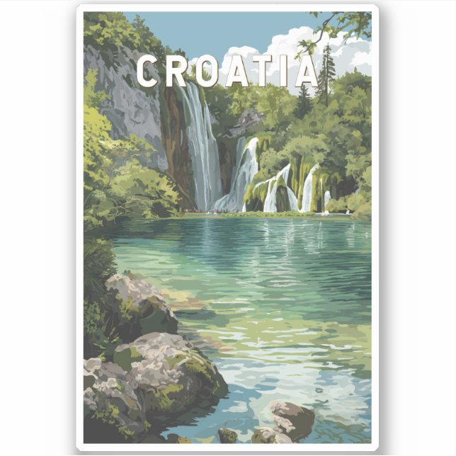 Croatia Illustration Travel Art Vintage (Front)