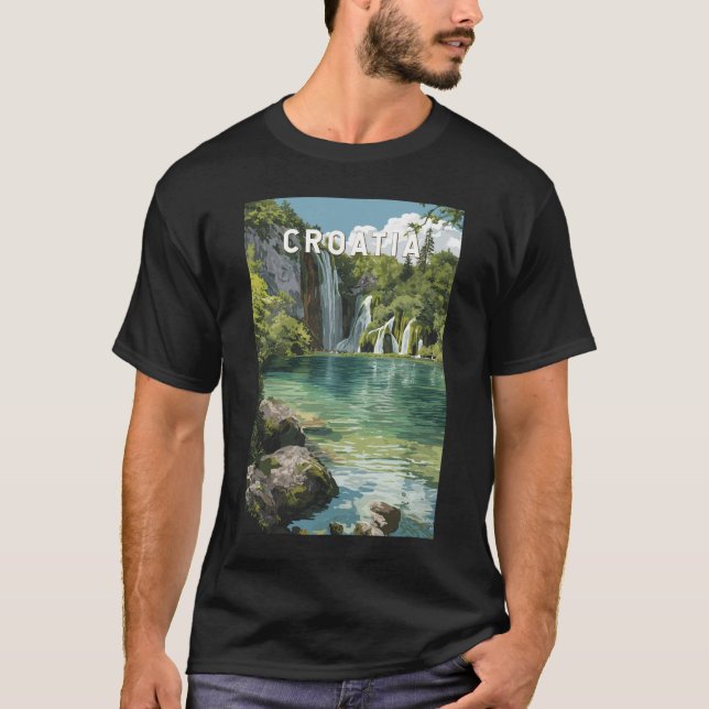 Croatia Illustration Travel Art Vintage T-Shirt (Front)