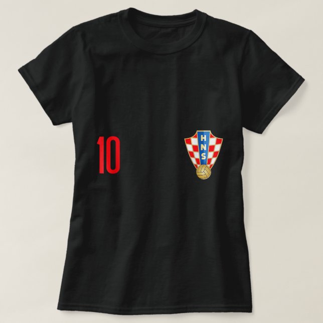 Croatia Jersey Number ten Croatian Futebol Soccer  T-Shirt (Design Front)