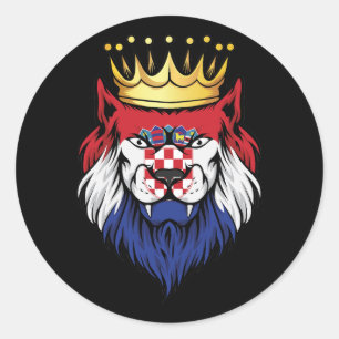 Croatia Lion King Flag Classic Round Sticker