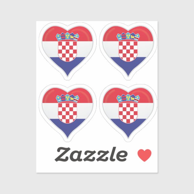 Croatia love flag pride heart sticker (Sheet)