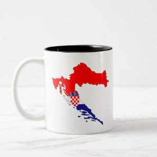 Croatia Map Country Borders Flag States Countries. Two-Tone Coffee Mug