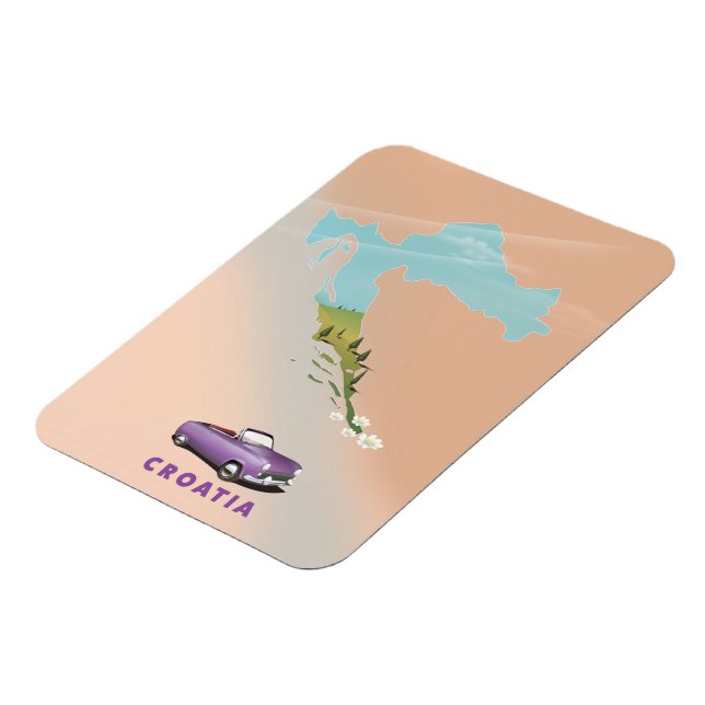 Croatia Map Illustrated print poster. Magnet (Left Side)