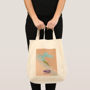 Croatia Map Illustrated print poster. Tote Bag