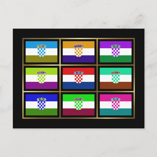 Croatia Multihue Flags Postcard (Front)