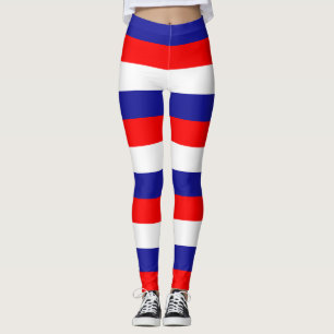 Croatia National Flag Colours Horizontal Striped Leggings