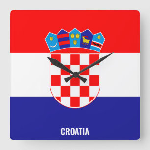Croatia National Flag Patriotic Square Wall Clock