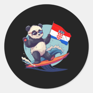 Croatia Panda Bear Surfing Croatian Roots Croatian Classic Round Sticker