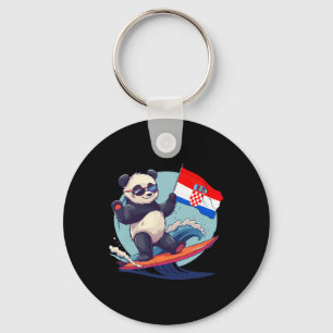 Croatia Panda Bear Surfing Croatian Roots Croatian Key Ring