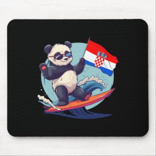 Croatia Panda Bear Surfing Croatian Roots Croatian Mouse Pad