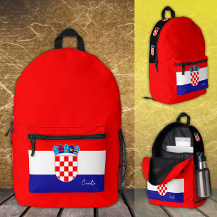 Croatia, red backpack, Croatian Flag / patriotic Printed Backpack