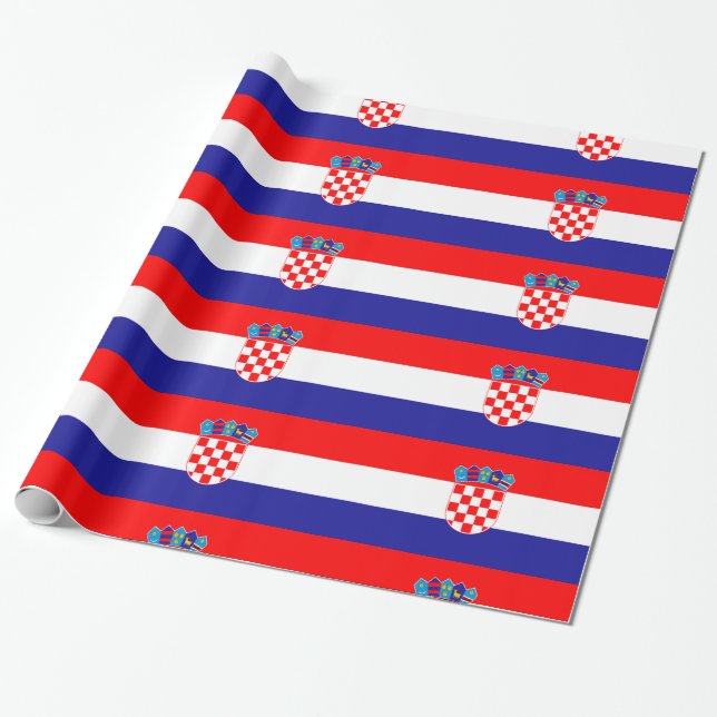 Croatia Red White Blue Wrapping Paper (Unrolled)