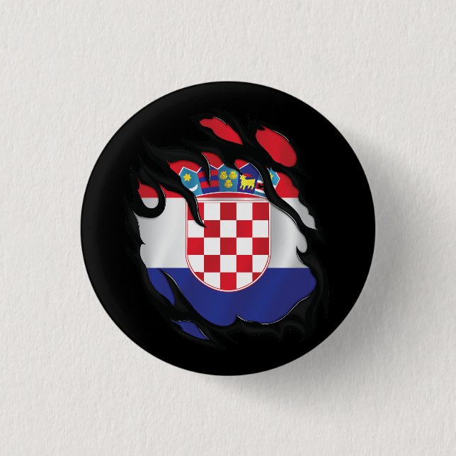 Croatia Ripped Flag 3 Cm Round Badge (Front)