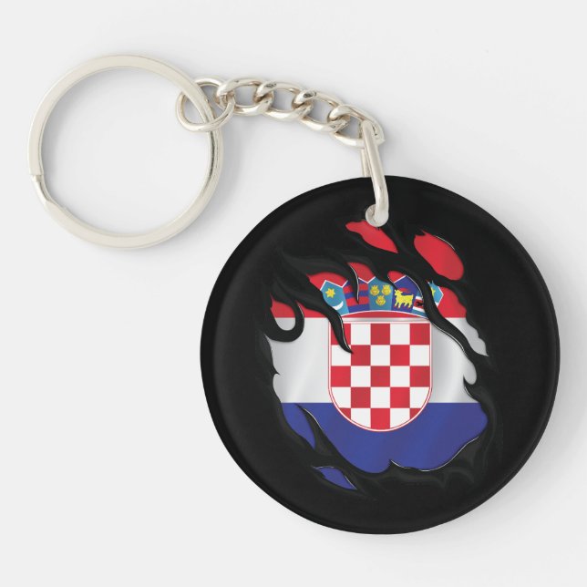 Croatia Ripped Flag Key Ring (Front)