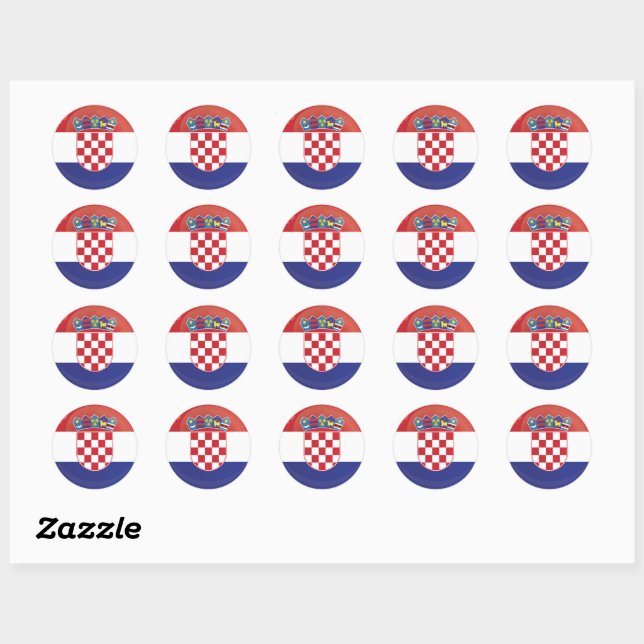 Croatia  Round Icon Flag Classic Round Sticker (Sheet)
