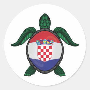 Croatia sea turtle flag classic round sticker