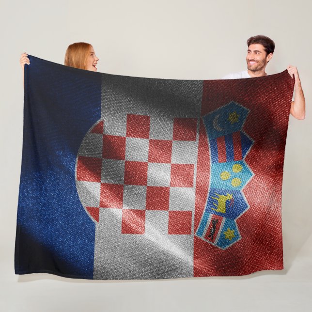 Croatia silk flag fleece blanket (In Situ)