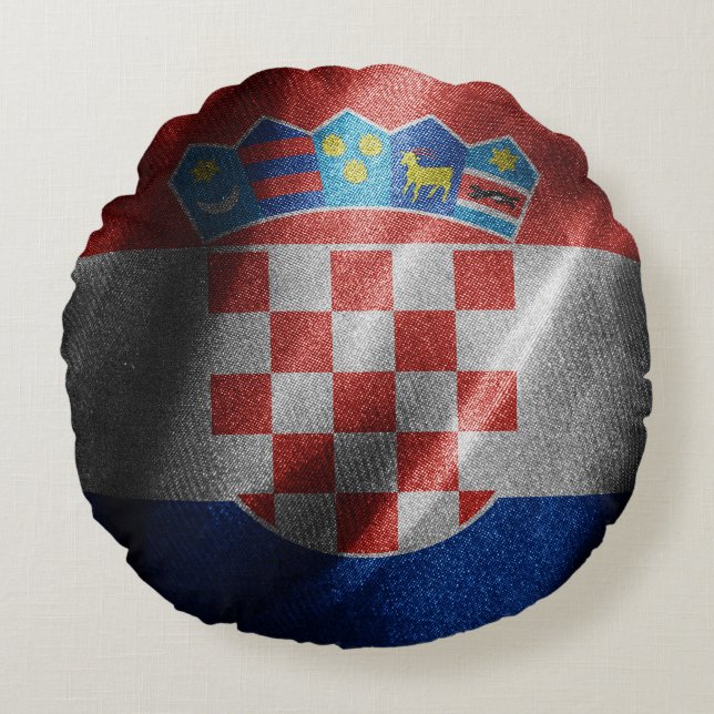 Croatia silk flag round cushion (Front)