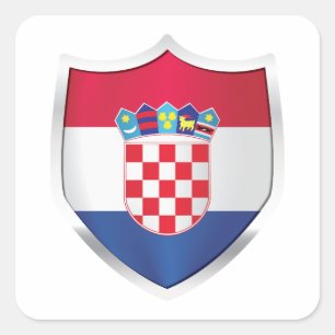 Croatia Silver Shield Flag  Square Sticker