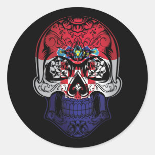 Croatia  Skull And Roses Flag Classic Round Sticker