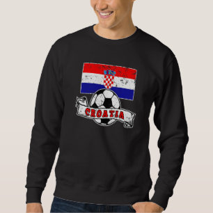 Croatia SOCCER BALL AND FLAG DISTRESSED Sweatshirt