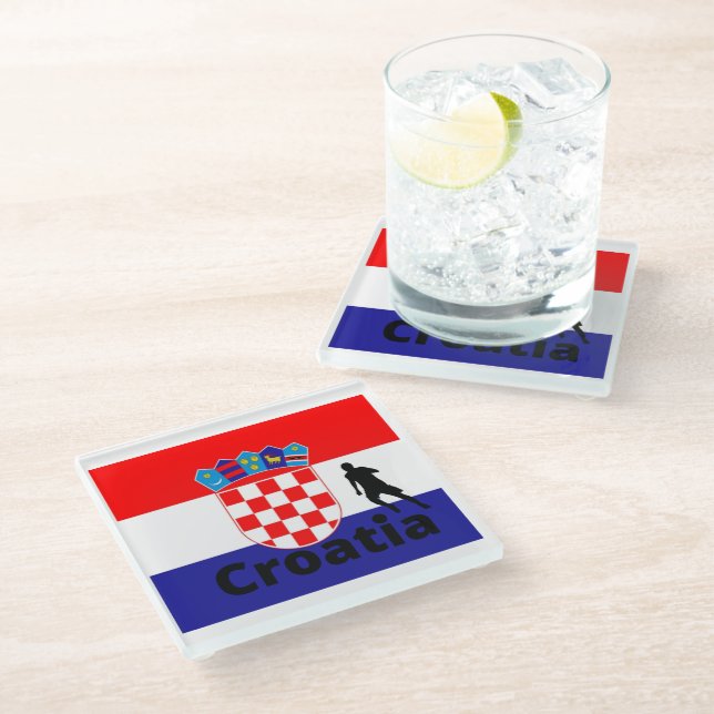 Croatia soccer  glass coaster (Angled)