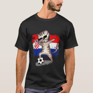 Croatia Soccer Team Football Dabbing Cat  Croatian T-Shirt