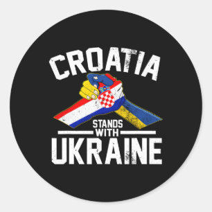 Croatia Stands With Ukraine Ukrainian Croatian Fla Classic Round Sticker