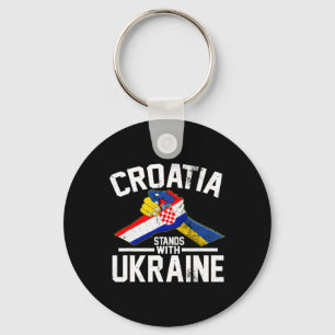 Croatia Stands With Ukraine Ukrainian Croatian Fla Key Ring