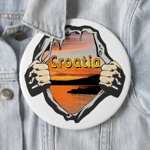 Croatia Sunset Slatine Island Beach Art 6 Cm Round Badge