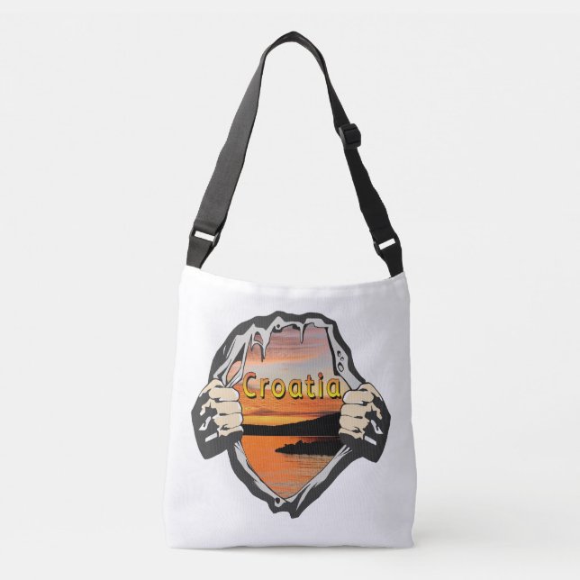 Croatia Sunset Slatine Island Beach Art  Crossbody Bag (Front)